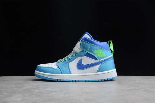 【340】[DA8010-400]-[AIR JORDAN 1 MID SE GS SPRITE DARK POWDER BLUE/RACER BLUE/GREEN STRIKE]