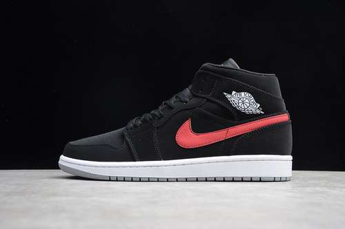 【340】[554725-065]-[GZ AIR JORDAN 1 RETRO MID SWOOSH BLACK/VARSITY RED]-[UNISEX:36-47]