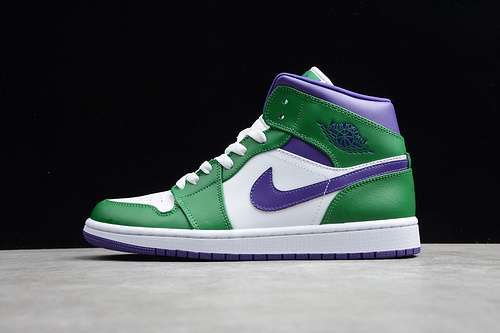 【340】[554724-300]-[GZ AIR JORDAN 1 MID INCREDIBLE HULK ALOE VERDE/COURT PURPLE-WHITE]