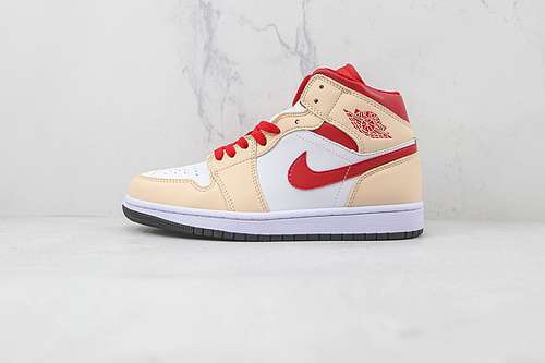 【340】[554725-201]-[AIR JORDAN 1 MID GS WHITE ONYX/LIGHT CURRY/WHITE]-[WOMAN:35.5-39]-[MAN:40-47]