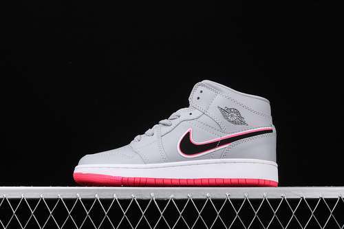 [555112-060]-[AIR JORDAN 1 MID WOLF GREY/RACER PINK-WHITE-BLACK]-[UNISEX:36-46]