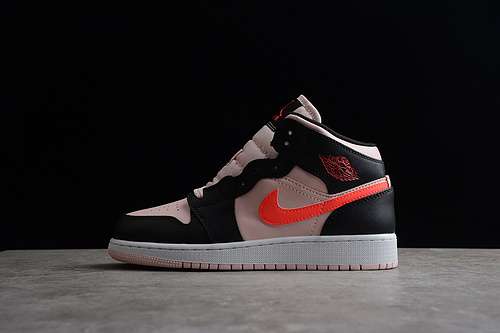 【340】[554725-604]-[AIR JORDAN 1 MID GS BLACK PINK CRIMSON ATMOSPHERE/INFRARED 23]-[WOMAN:35.5-39]