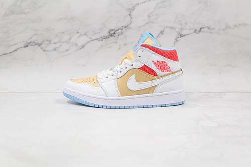 【340】[CZ0774-200]-[AIR JORDAN 1 MID SE SESAME/WHITE/FLASH CRIMSON/PSYCHIC BLUE]-[UNISEX:36-46]