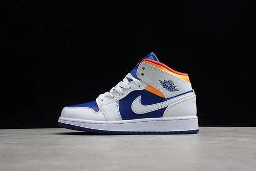 【360】[554725-131]-[AIR JORDAN 1 MID GS WHITE/LASER ORANGE/DEEP ROYAL BLUE]-[WOMAN:35.5-39]