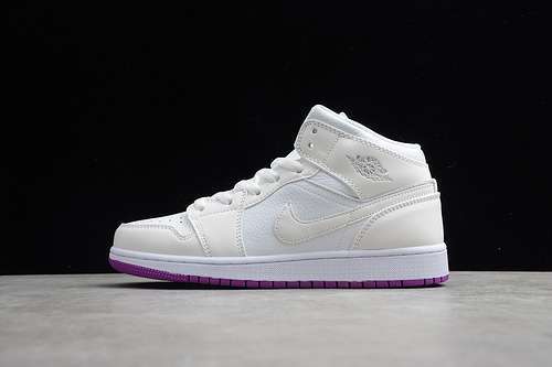 【340】[555112-ID]-[AIR JORDAN 1 MID GS GREY FOG/DEADLY PINK/PURPLE]-[WOMAN:36-40]