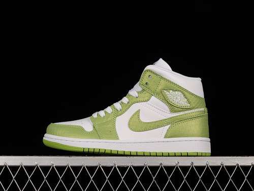 【340】[DV2959-113]-[AIR JORDAN 1 MID SE GREEN PYTHON WHITE/WHITE/VIVID GREEN]-[WOMAN:35.5-40]