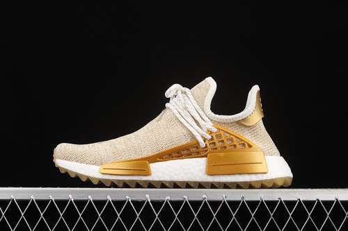 【360】[F99762]-[PHARRELL X NMD HU TRAIL HAPPY CHINA EXCLUSIVE GOLD METALLIC/FOOTWEAR WHITE]