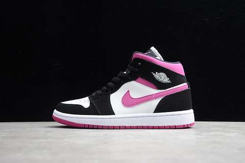 【340】[BQ6472-005]-[AIR JORDAN 1 MID BLACK/PINK-WHITE]-[WOMAN:36-39]-[MAN:40-47.5]