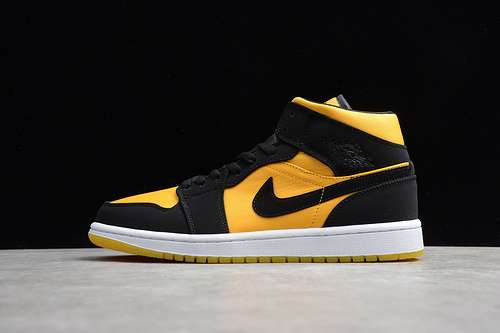 【340】[CD6759-007]-[GZ AIR JORDAN 1 MID BLACK/BLACK-UNIVERSITY GOLD-WHITE]-[UNISEX:36-47.5]