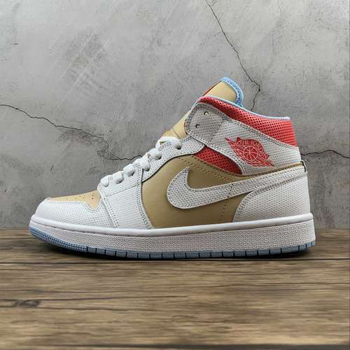 【320】[CZ0774-200]-[AIR JORDAN 1 MID SE SESAME/WHITE/FLASH CRIMSON/PSYCHIC BLUE]-[UNISEX:36-45]