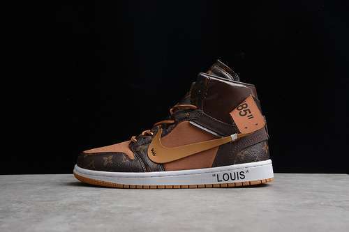 【450】[AQ0818-158]-[AIR JORDAN 1 X OW X L*V DARK BROWN/BROWN/WHITE]-[WOMAN:36-39]-[MAN:40-47]