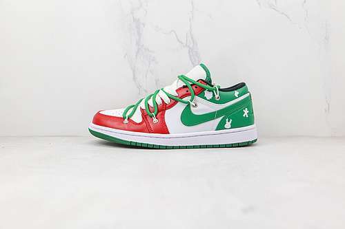 【340】[553558-129]-[OW X AIR JORDAN 1 LOW WHITE/GREEN/RED]-[WOMAN:36-39]-[MAN:40-46]