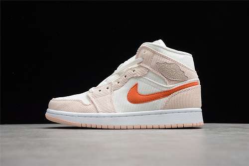 【360】[DA8009-108]-[CJ AIR JORDAN 1 MID SE CORDUROY SAIL/ORANGE QUARTZ/WHITE/ORANGE]-[WOMAN:35.5-39]