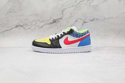 【200】[DH5927-006]-[AIR JORDAN 1 LOW GS FUNKY PATTERNS BLACK/LIGHT FUSION RED/WHITE/COAST]