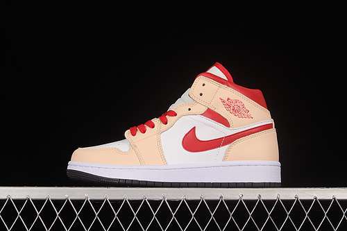 【340】[554725-201]-[AIR JORDAN 1 MID GS WHITE ONYX/LIGHT CURRY/WHITE]-[WOMAN:35.5-39]-[MAN:40-47.5]