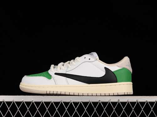 【300】[DM7866-716]-[TRAVIS SCOTT X FRAGMENT X AIR JORDAN 1 LOW WHITE/BLACK/GREEN]-[UNISEX:36-46]