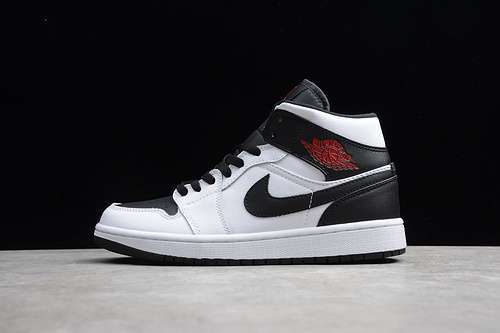 [78-76-86]-[BQ6472-101]-[AIR JORDAN 1 MID REVERSE BLACK TOE WHITE/GYM RED-BLACK]-[UNISEX:36-45]