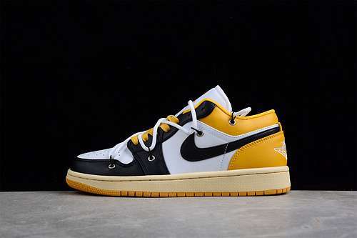 【300】[553558-171]-[AIR JORDAN 1 LOW BLACK/WHITE/YELLOW]-[WOMAN:35.5-39]-[MAN:40-47.5]