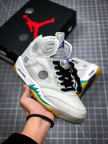【550】[CT8480-105]-[OW X AIR JORDAN 5 GREY/GREEN-WHITE]-[MAN:40-47.5]