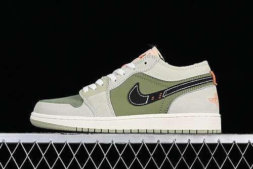 【260】[FD6819-300]-[AIR JORDAN 1 LOW CRAFT SE LIGHT OLIVE WHITE/BLACK/GREY/GREEN]-[UNISEX:36-46]