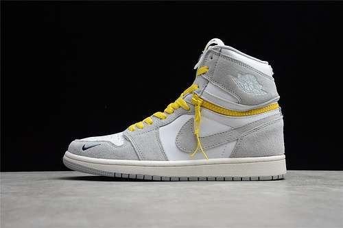 【450】[CW6576-100]-[AIR JORDAN 1 HIGH SWITCH WHITE/LIGHT SMOKE GREY/SAIL/TOUR YELLOW]-[UNISEX:36-46]