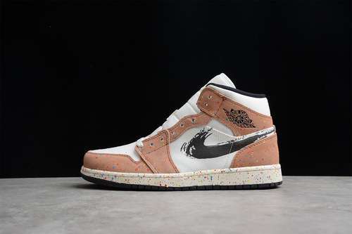 【340】[DA8005-100]-[CJ AIR JORDAN 1 MID SE BRUSHSTROKE PAINT SPLATTER SAIL/BLACK/CIDER/CHILE RED]
