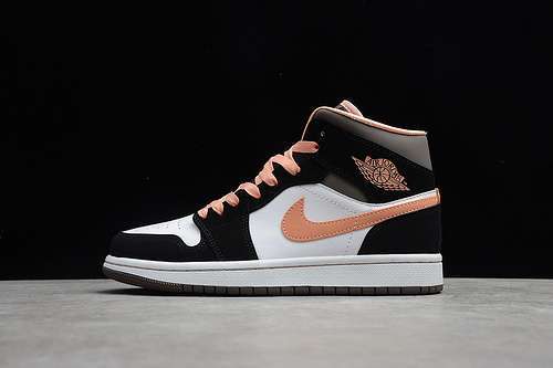 【340】[DH0210-100]-[CJ AIR JORDAN 1 MID PEACH MOCHA BLACK/BROWN-PEACH]-[WOMAN:35.5-39]-[MAN:40-44.5]