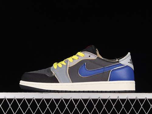 【280】[DV0982-006]-[AIR JORDAN 1 RETRO LOW OG BLACK/DARK SMOKE GREY/DARK BLUE-YELLOW]-[MAN:40-46]
