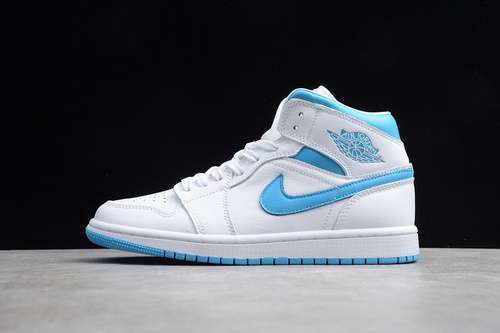 【340】[BQ6472-114]-[GZ AIR JORDAN 1 MID UNC WHITE/WHITE/BLUE]-[WOMAN:36-39]-[MAN:40-47.5]