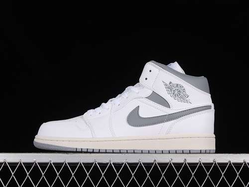 【340】[554724-135]-[AIR JORDAN 1 MID NEUTRAL GREY/WHITE/STEALTH]-[WOMAN:36-39]-[MAN:40-46]