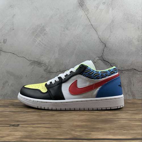 【300】[DH5927-006]-[AIR JORDAN 1 LOW GS FUNKY PATTERNS BLACK/LIGHT FUSION RED/WHITE/COAST]