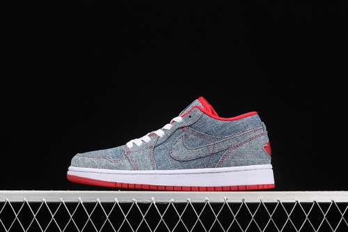 【300】[315921-491]-[AIR JORDAN RETRO 1 LOW DENIM/WHITE-SPORT RED]-[WOMAN:36-39]-[MAN:40-46]