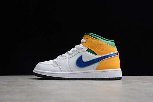 【340】[555112-035]-[AIR JORDAN 1 RET HIGH SOH WHITE/BLUE/YELLOW-GREEN]-[UNISEX:36-47.5]