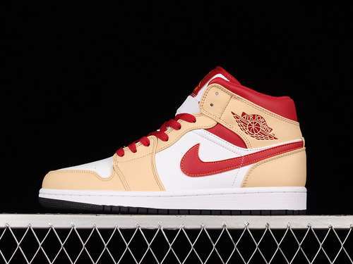 【320】[554724-201]-[AIR JORDAN 1 MID WHITE ONYX/WHITE/CARDINAL RED/LIGHT CURRY]-[WOMAN:36-46]