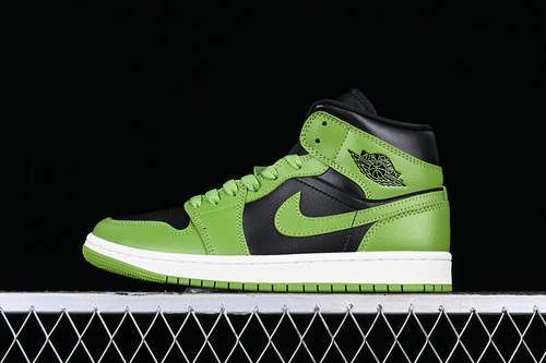 【340】[BQ6472-031]-[AIR JORDAN 1 MID BLACK/SAIL/ALTITUDE GREEN HEATHER]-[UNISEX:35.5-46]