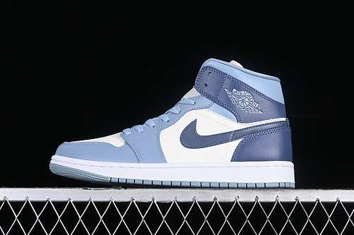 【340】[BQ6472-140]-[AIR JORDAN 1 MID WHITE/BLUE]-[WOMAN:35.5-39]-[MAN:40-46]