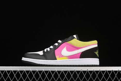 【300】[CW5564-001]-[AIR JORDAN 1 LOW SPRAY PAINT BLACK/ACTIVE FUCHSIA-CYBER-WHITE]-[UNISEX:36-46]