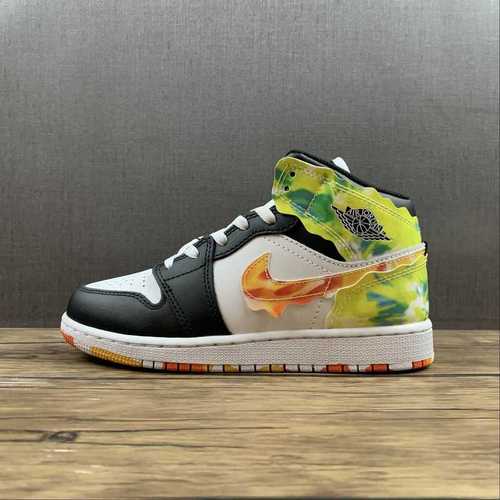 【320】[DJ6563-038]-[AIR JORDAN 1 MID SE GS DRIP BLACK/TEAM ORANGE/KUMQUAT/WHITE]-[WOMAN:36-39]