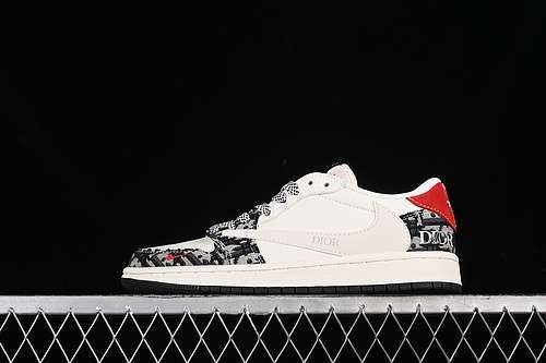 【360】[XY2688-108]-[TRAVIS SCOTT X FRAGMENT DESIGN X AIR JORDAN 1 LOW OG SP WHITE/GREY/BLACK/RED]