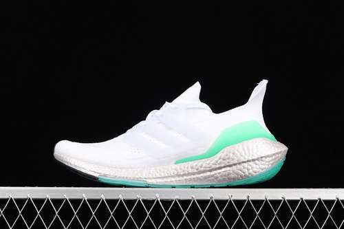 【260】[FY0383]-[ULTRABOOST 21 SHOES CRYSTAL WHITE/CRYSTAL WHITE-HAZY GREEN]-[WOMAN:36-39]-[MAN:40-45]