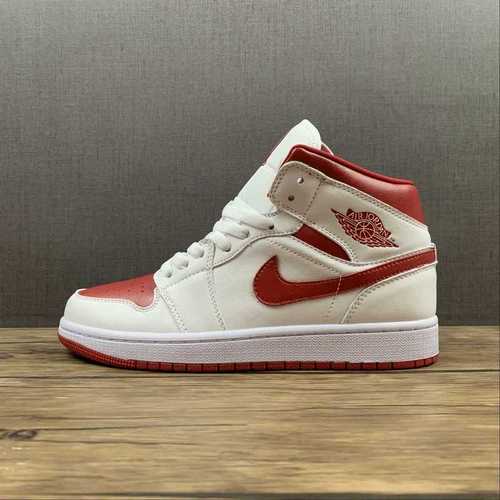 【300】[554724-161]-[AIR JORDAN 1 MID RED TOE WHITE/WHITE-POMEGRANATE]-[WOMAN:36-39]-[MAN:40-46]