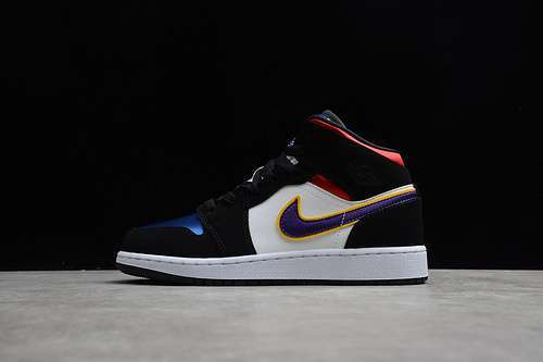 【360】[BQ6931-005]-[AIR JORDAN 1 MID SE GS RIVALS BLACK/FIELD PURPLE/WHITE-GYM RED]
