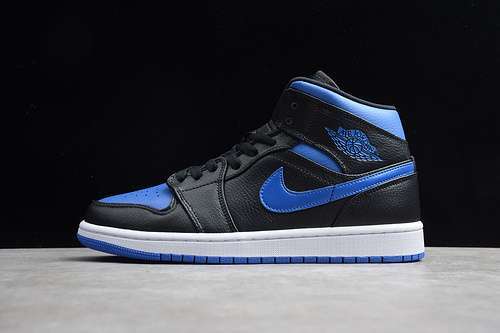 【340】[554724-068]-[GZ AIR JORDAN 1 MID ROYAL BLACK/BLUE]-[WOMAN:36-39]-[MAN:40-47.5]