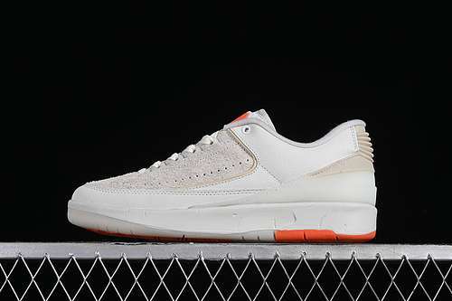 【340】[DV7128-110]-[SHELFLIFE X AIR JORDAN 2 LOW WHITE/SAIL/LIGHT BONE/BRIGHT MANDARIN][UNISEX:36-46]