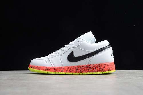 【300】[CV9548-100]-[AIR JORDAN 1 LOW GS WHITE/MULTI-COLOR/MIDSOLES]-[WOMAN:36-40]