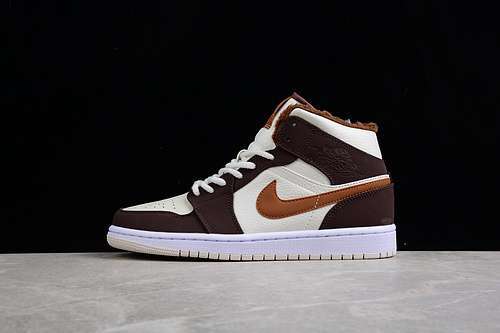 【340】[DO6699-200]-[AIR JORDAN 1 MID CREAM WHITE/DARK CHOCOLATE/BROWN]-[WOMAN:36-39]-[MAN:40-46]