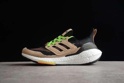 【300】[GX5254]-[ULTRABOOST 21 SHOES CORE BLACK/BEIGE TONE/SIGNAL GREEN]-[WOMAN:36-39]-[MAN:40-45]