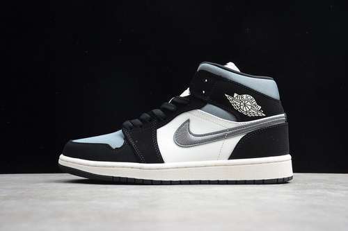 【340】[852542-011]-[GZ AIR JORDAN 1 MID SATIN GREY TOE BLACK/ANTHRACITE]-[UNISEX:36-47.5]