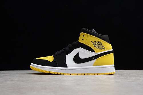 [78-76-86]-[852542-071]-[AIR JORDAN 1 MID SE YELLOW TOE BLACK/VARSITY MAIZE-WHITE]