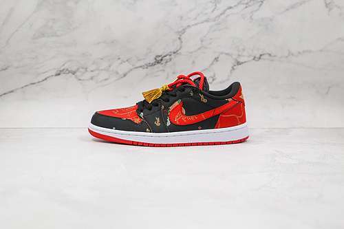 【300】[DD2233-001]-[AIR JORDAN 1 LOW OG CHINESE NEW YEAR BLACK/UNIVERSITY RED-METALLIC GOLD-WHITE]